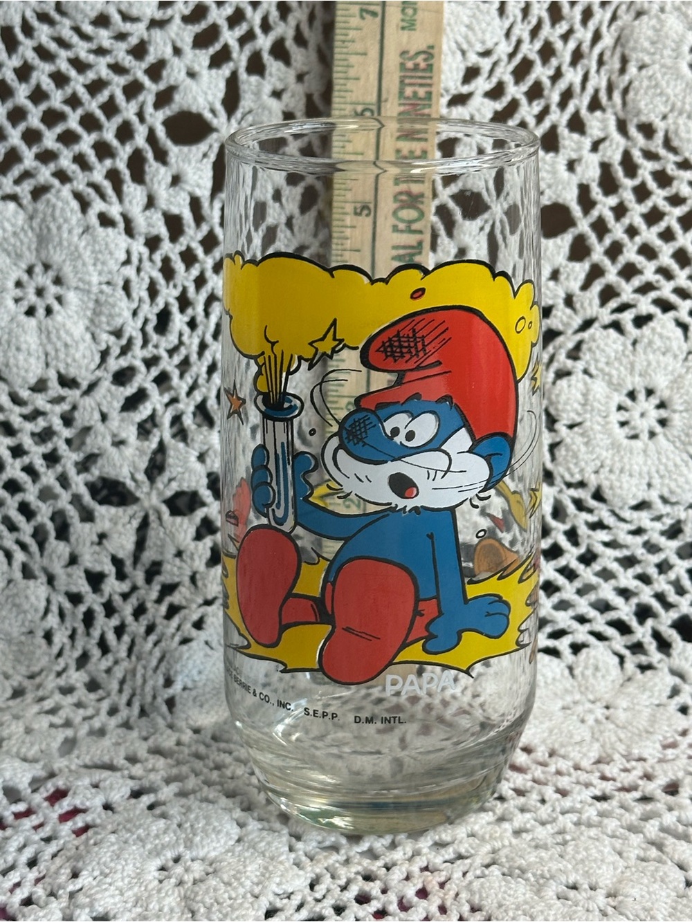 Vintage 1982 Hardee’s Promo Smurf Character Tall Glass/Tumbler